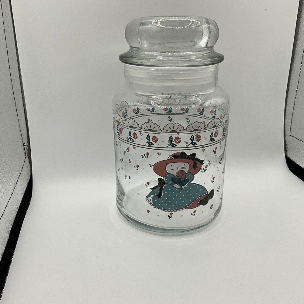 Vintage 1988 CHD Glass Storage Jar Apothecary Anchor Hocking Farmhouse Cottage‎
